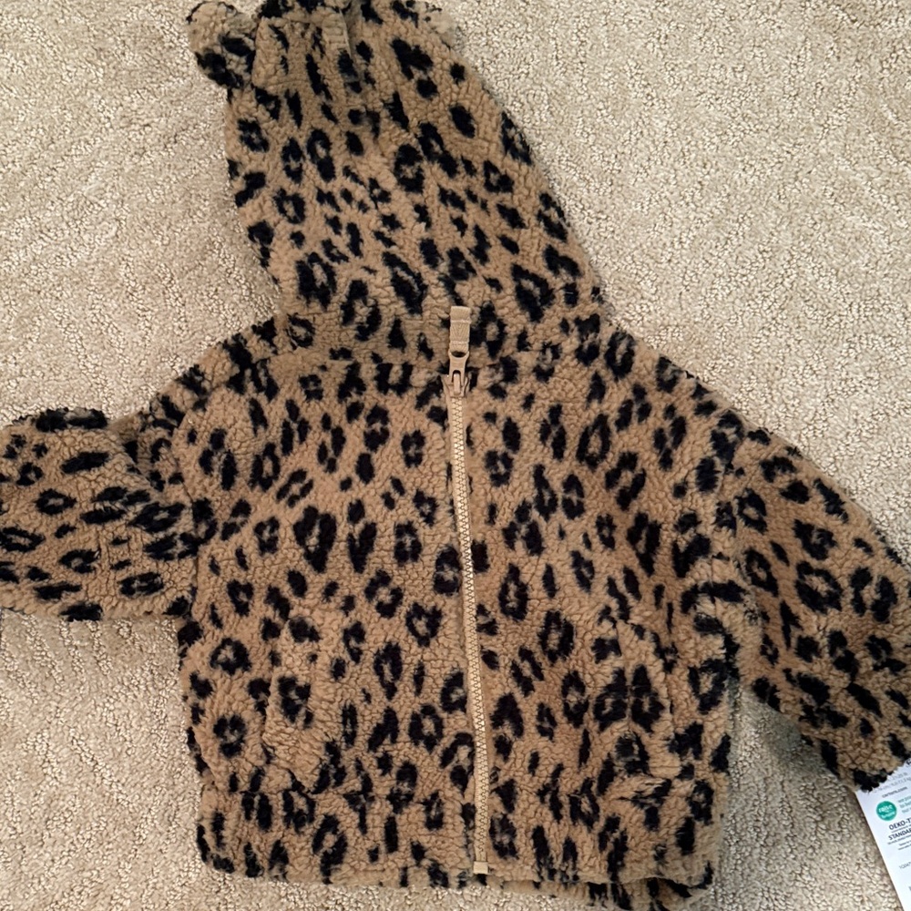 Leopard Print Baby Jacket and Floral Romper Set 12 months - Picture 2 of 5